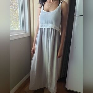 Wilfred White and Gray Maxi Dress 100% Silk Small